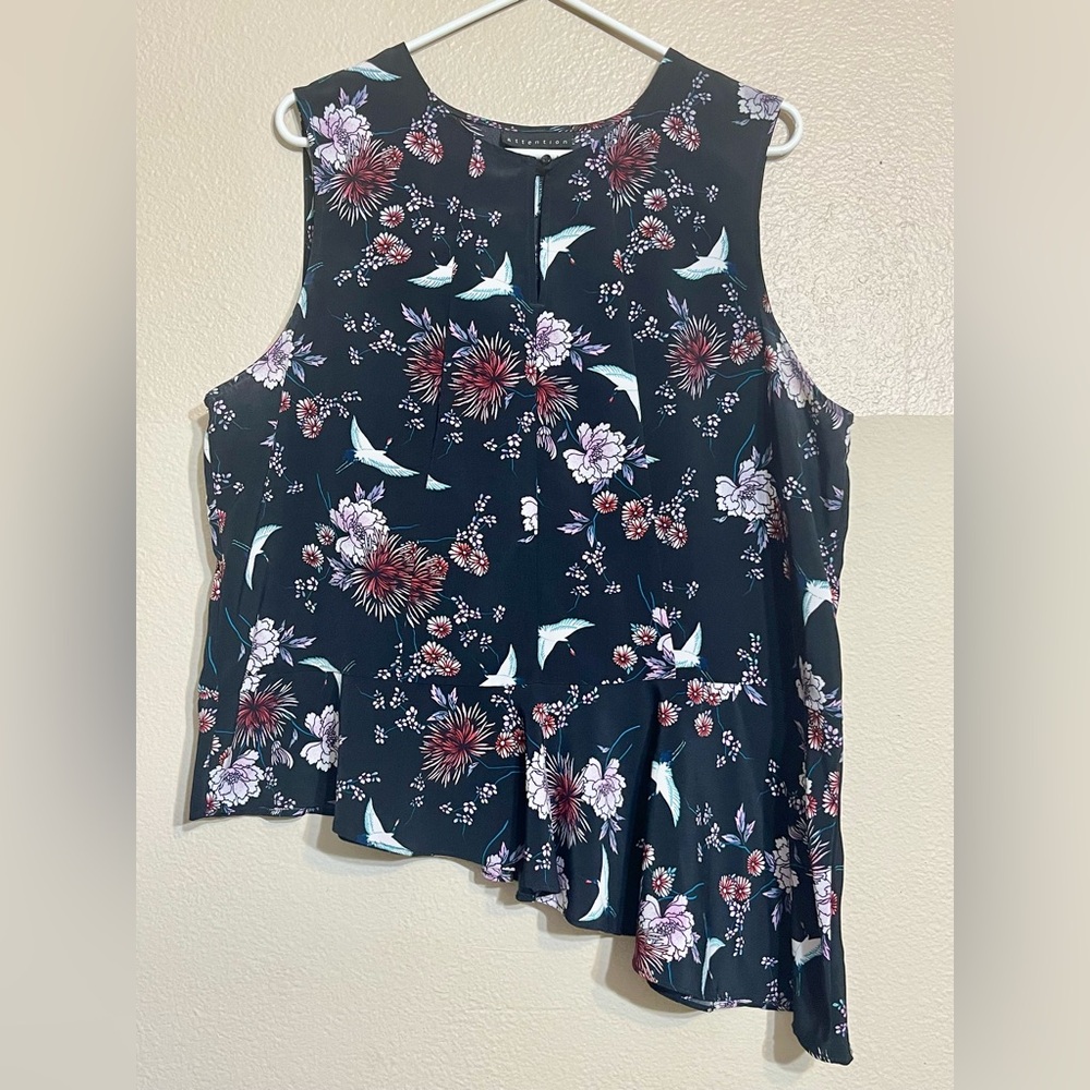 Attention Floral 00s Asymmetrical Blouse